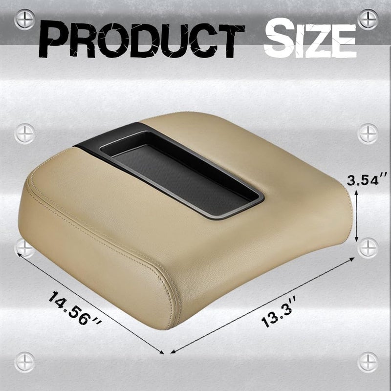 Citumo Center Console Armrest lid Cover Compatible with 2007-2013 Silverado Tahoe Suburba Avalanche Sierra Yukon XL Arm Rest Center Console Cover Lid, Replac OE 19328711, Beige - Image 2